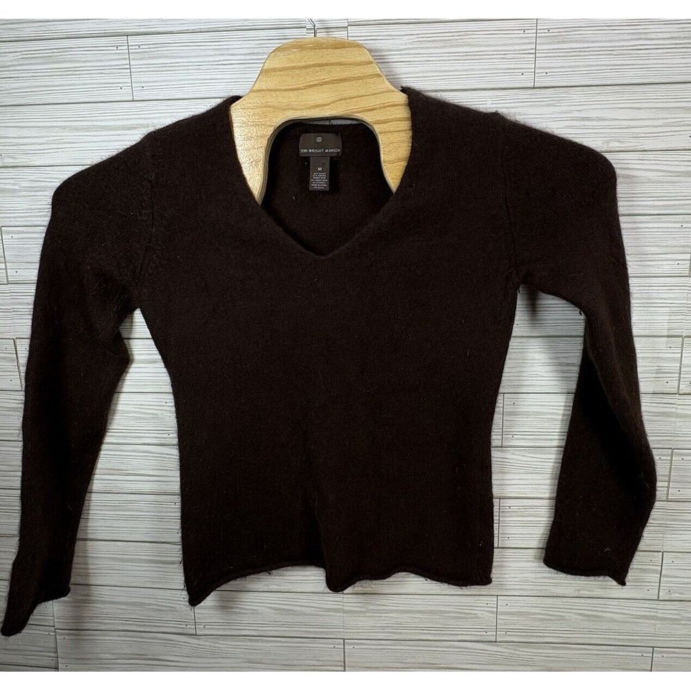 Fenn Wright Manson Angora Lambswool blend Size M Brown Women's V-Neck‎ Sweater